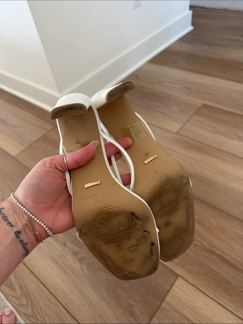 Billini Silas White Strappy Square-Toe Heeled Sandals